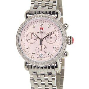 Michele MWW03C000521 Lilac Light Pink CSX 36 Silver Diamond Watch